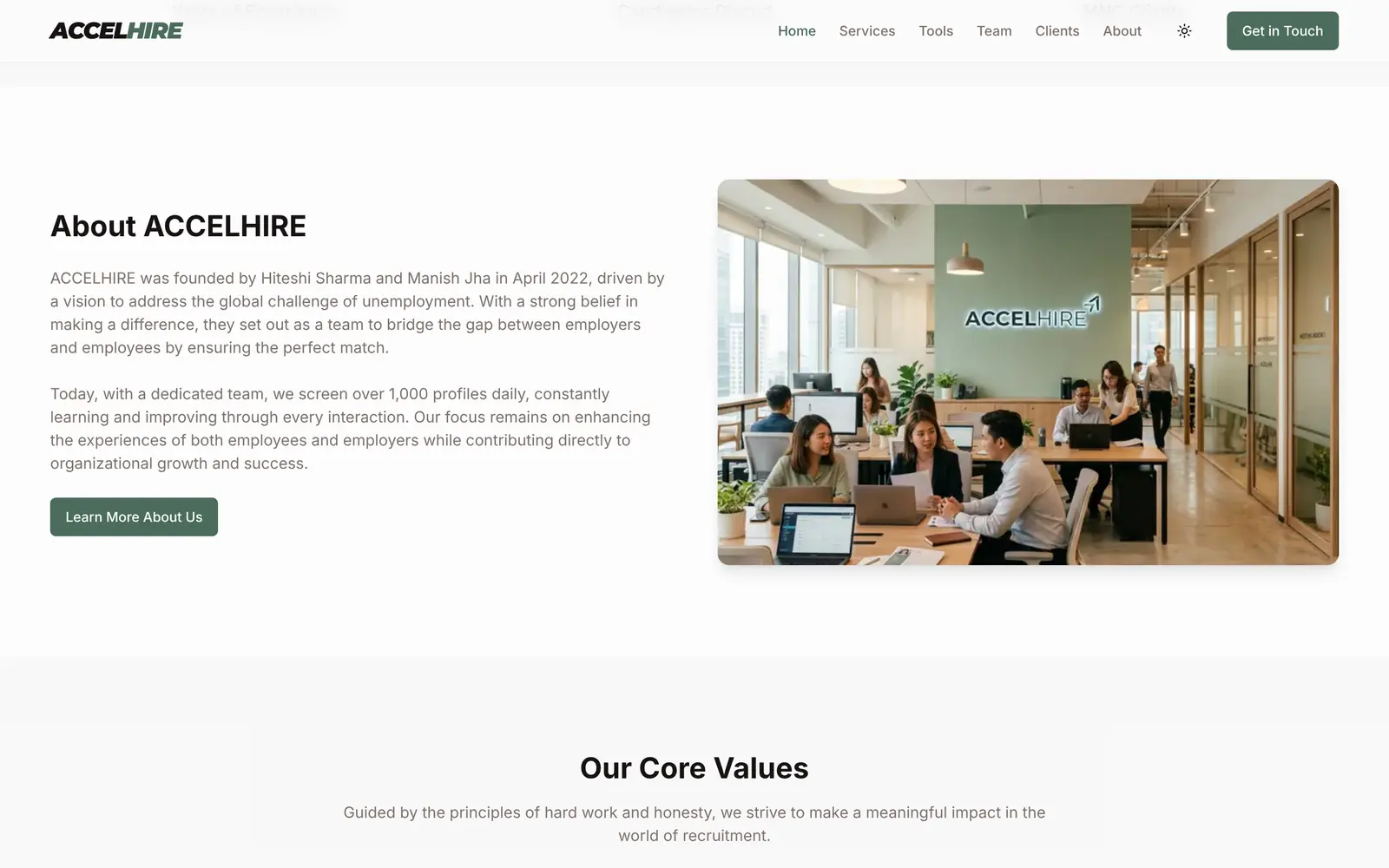 accelhire.vercel.app, desktop: about the agency