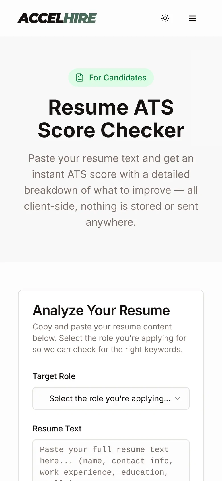 accelhire.vercel.app, mobile: the resume ATS score checker