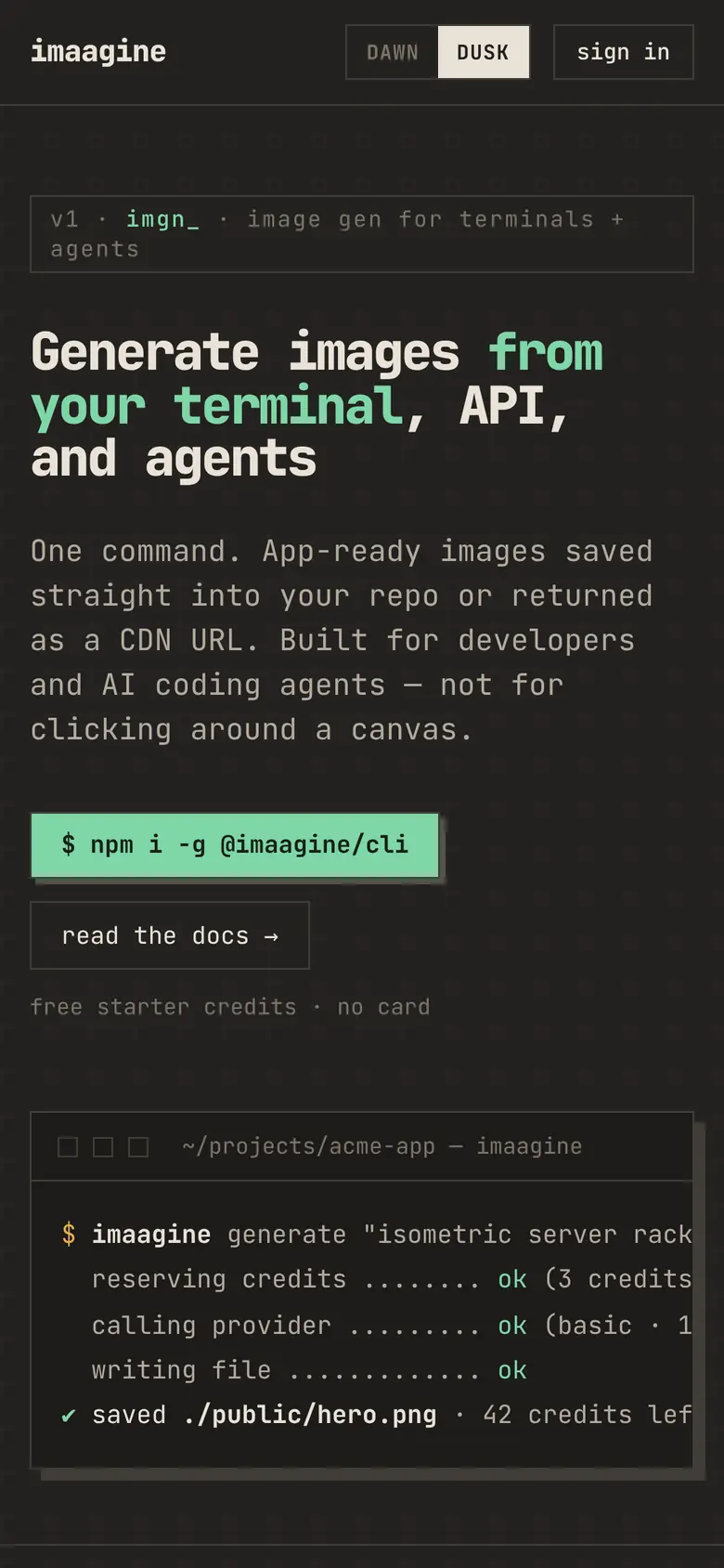 imaagine.app on a phone