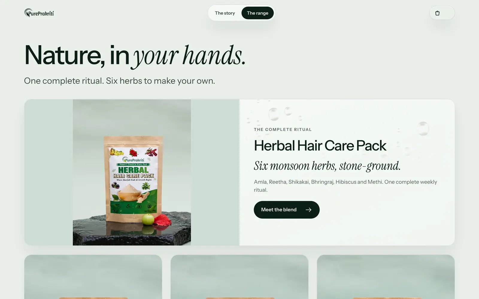 getpureprakriti.com, desktop: the range