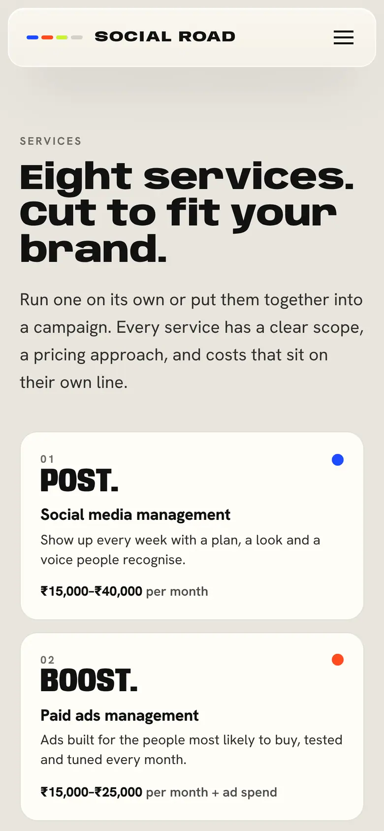 site.brandbakery.tech/socialroad, mobile: eight services